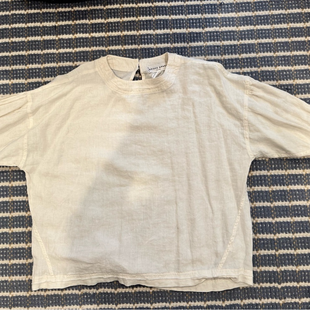 Apiece Apart Kids Cream Short-Sleeve Linen Top